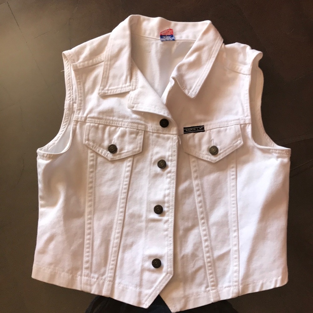 Watch LA white denim vest